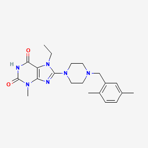 molecular formula C21H28N6O2 B2498909 8-(4-(2,5-dimethylbenzyl)piperazin-1-yl)-7-ethyl-3-methyl-1H-purine-2,6(3H,7H)-dione CAS No. 878429-56-2