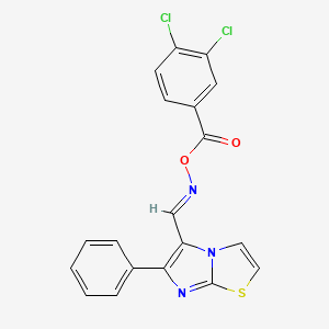 molecular formula C19H11Cl2N3O2S B2498930 5-({[(3,4-二氯苯甲酰)氧基]亚胺基甲基}-6-苯基咪唑并[2,1-b][1,3]噻唑) CAS No. 338404-86-7