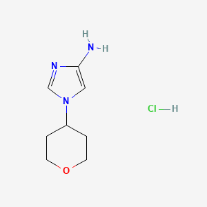 molecular formula C8H14ClN3O B2498937 1-(Tetrahydro-2H-pyran-4-yl)-1H-imidazol-4-amine hydrochloride CAS No. 2197061-95-1