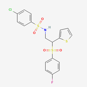molecular formula C18H15ClFNO4S3 B2498943 4-chloro-N-[2-[(4-fluorophenyl)sulfonyl]-2-(2-thienyl)ethyl]benzenesulfonamide CAS No. 896346-88-6