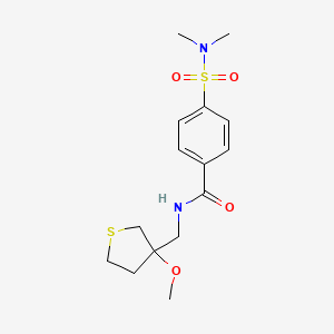 molecular formula C15H22N2O4S2 B2498950 4-(N,N-二甲基磺酰)-N-((3-甲氧基四氢噻吩-3-基)甲基)苯甲酰胺 CAS No. 1448036-57-4