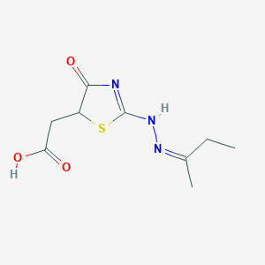 molecular formula C9H13N3O3S B249896 2-[2-[(2Z)-2-butan-2-ylidenehydrazinyl]-4-oxo-1,3-thiazol-5-yl]acetic acid 
