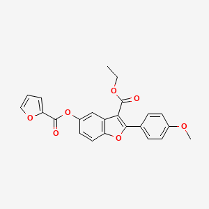 molecular formula C23H18O7 B2498975 乙酸5-(呋喃-2-甲酰氧基)-2-(4-甲氧基苯基)-1-苯并呋喃-3-羧酸酯 CAS No. 385420-37-1