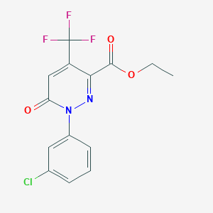 molecular formula C14H10ClF3N2O3 B2498984 乙酸1-(3-氯苯基)-6-氧代-4-(三氟甲基)-1,6-二氢-3-吡啶甲酸酯 CAS No. 477859-63-5