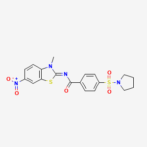 (E)-N-(3-methyl-6-nitrobenzo[d]thiazol-2(3H)-ylidene)-4-(pyrrolidin-1-ylsulfonyl)benzamide
