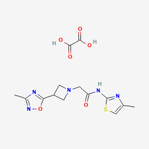 molecular formula C14H17N5O6S B2498999 2-(3-(3-甲基-1,2,4-噁二唑-5-基)氮杂环丁烷-1-基)-N-(4-甲基噻唑-2-基)乙酰胺 草酸盐 CAS No. 1351589-01-9