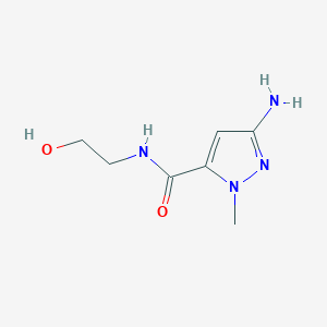 molecular formula C7H12N4O2 B2499000 3-amino-N-(2-hydroxyethyl)-1-methyl-1H-pyrazole-5-carboxamide CAS No. 1332480-15-5