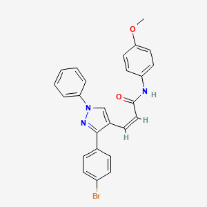 molecular formula C25H20BrN3O2 B2499004 (Z)-3-(3-(4-bromophenyl)-1-phenyl-1H-pyrazol-4-yl)-N-(4-methoxyphenyl)acrylamide CAS No. 1321702-89-9