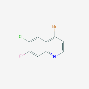 molecular formula C9H4BrClFN B2499011 4-溴-6-氯-7-氟喹啉 CAS No. 1600099-70-4