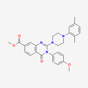 molecular formula C29H30N4O4 B2499014 甲基 2-[4-(2,5-二甲基苯基)哌嗪-1-基]-3-(4-甲氧基苯基)-4-氧代-3,4-二氢喹唑啉-7-羧酸酯 CAS No. 1112374-59-0
