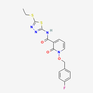 molecular formula C17H15FN4O3S2 B2499015 N-(5-乙基硫代-1,3,4-噻二唑-2-基)-1-[(4-氟苯基)甲氧基]-2-氧代吡啶-3-甲酰胺 CAS No. 868678-64-2