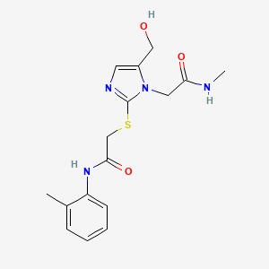 B2499022 2-((5-(hydroxymethyl)-1-(2-(methylamino)-2-oxoethyl)-1H-imidazol-2-yl)thio)-N-(o-tolyl)acetamide CAS No. 923164-27-6