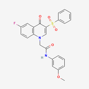 molecular formula C24H19FN2O5S B2499025 2-[3-(苯磺酰)-6-氟-4-氧代-1,4-二氢喹啉-1-基]-N-(3-甲氧基苯基)乙酰胺 CAS No. 866725-30-6