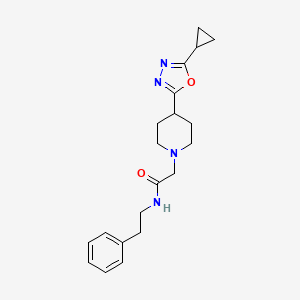 molecular formula C20H26N4O2 B2499026 2-(4-(5-环丙基-1,3,4-噁二唑-2-基)哌啶-1-基)-N-苯乙基乙酰胺 CAS No. 1257553-32-4