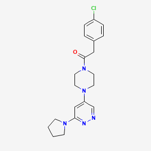 molecular formula C20H24ClN5O B2499030 2-(4-氯苯基)-1-(4-(6-(吡咯啉-1-基)吡啶并[1,2,4]噁二唑-4-基)哌嗪-1-基)乙酮 CAS No. 1797292-65-9