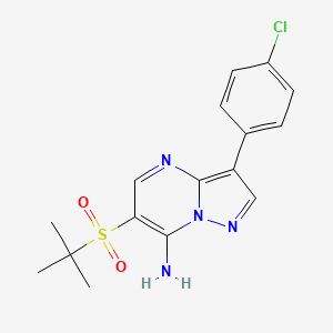 molecular formula C16H17ClN4O2S B2499049 6-(叔丁基磺酰)-3-(4-氯苯基)吡唑并[1,5-a]嘧啶-7-基胺 CAS No. 685107-01-1
