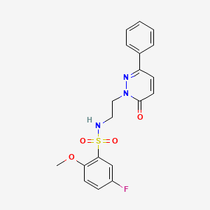 molecular formula C19H18FN3O4S B2499057 5-氟-2-甲氧基-N-(2-(6-氧代-3-苯基吡啶并-1(6H)-基)乙基)苯磺酰胺 CAS No. 921853-59-0
