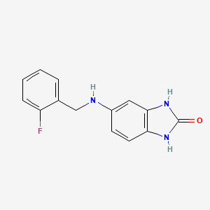 molecular formula C14H12FN3O B2499069 5-{[(2-氟苯基)甲基]氨基}-2,3-二氢-1H-1,3-苯并二氮杂-2-酮 CAS No. 876897-09-5