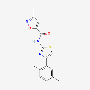 molecular formula C16H15N3O2S B2499077 N-(4-(2,5-dimethylphenyl)thiazol-2-yl)-3-methylisoxazole-5-carboxamide CAS No. 930547-96-9