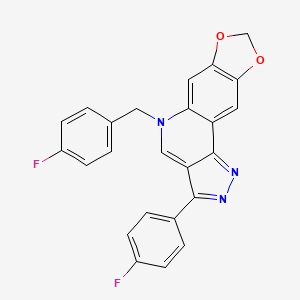 molecular formula C24H15F2N3O2 B2499078 5-(4-fluorobenzyl)-3-(4-fluorophenyl)-5H-[1,3]dioxolo[4,5-g]pyrazolo[4,3-c]quinoline CAS No. 866345-11-1