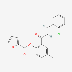 molecular formula C21H15ClO4 B2499086 2-[(2E)-3-(2-chlorophenyl)prop-2-enoyl]-4-methylphenyl furan-2-carboxylate CAS No. 433258-84-5