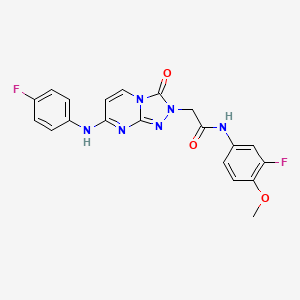 molecular formula C20H16F2N6O3 B2499097 2-[7-(4-氟苯氨基)-3-氧代[1,2,4]三唑并[4,3-a]嘧啶-2(3H)-基]-N-(3-氟-4-甲氧苯基)乙酰胺 CAS No. 1251558-87-8