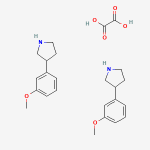 molecular formula C24H32N2O6 B2499106 3-(3-甲氧苯基)吡咯啉 草酸盐(2:1) CAS No. 1610028-40-4