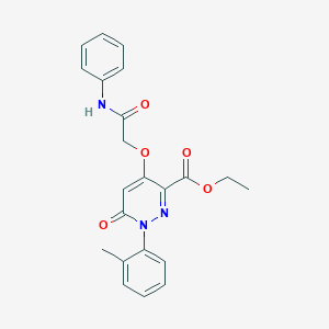 molecular formula C22H21N3O5 B2499111 Ethyl 4-(2-anilino-2-oxoethoxy)-1-(2-methylphenyl)-6-oxopyridazine-3-carboxylate CAS No. 899729-14-7