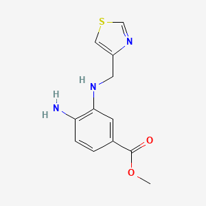 molecular formula C12H13N3O2S B2499129 Methyl 4-amino-3-(1,3-thiazol-4-ylmethylamino)benzoate CAS No. 1557801-02-1