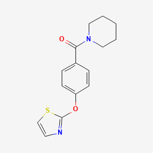 molecular formula C15H16N2O2S B2499135 1-[4-(1,3-Thiazol-2-yloxy)benzoyl]piperidine CAS No. 1904188-41-5