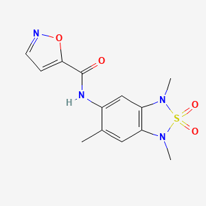 molecular formula C13H14N4O4S B2499146 N-(1,3,6-三甲基-2,2-二氧代-1,3-二氢苯并[c][1,2,5]噻唑-5-基)异噁唑-5-甲酰胺 CAS No. 2034243-21-3