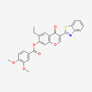 molecular formula C27H21NO6S B2499147 3-(苯并[d]噻唑-2-基)-6-乙基-4-氧代-4H-香豆素-7-基 3,4-二甲氧基苯甲酸酯 CAS No. 578732-41-9