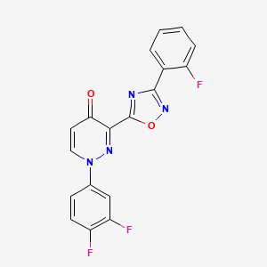 molecular formula C18H9F3N4O2 B2499152 5-(3-氟苯基)-2-{3-[(4-甲基哌嗪-1-基)羰基]哌啶-1-基}嘧啶 CAS No. 1251603-40-3