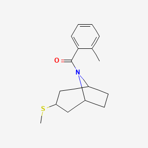 molecular formula C16H21NOS B2499163 ((1R,5S)-3-(methylthio)-8-azabicyclo[3.2.1]octan-8-yl)(o-tolyl)methanone CAS No. 1795297-82-3
