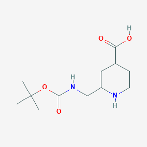 molecular formula C12H22N2O4 B2499165 2-[[(2-Methylpropan-2-yl)oxycarbonylamino]methyl]piperidine-4-carboxylic acid CAS No. 2354985-71-8
