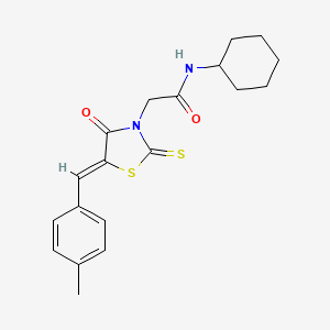 molecular formula C19H22N2O2S2 B2499168 N-cyclohexyl-2-[(5Z)-5-[(4-methylphenyl)methylidene]-4-oxo-2-sulfanylidene-1,3-thiazolidin-3-yl]acetamide CAS No. 381190-82-5