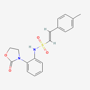 molecular formula C18H18N2O4S B2499174 (E)-2-(4-methylphenyl)-N-[2-(2-oxo-1,3-oxazolidin-3-yl)phenyl]ethenesulfonamide CAS No. 1259235-35-2