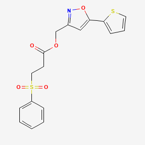 (5-(Thiophen-2-yl)isoxazol-3-yl)methyl 3-(phenylsulfonyl)propanoate