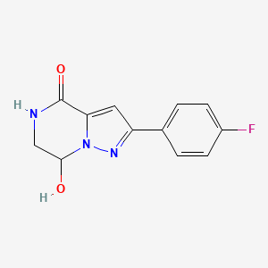 molecular formula C12H10FN3O2 B2499192 2-(4-fluorophenyl)-7-hydroxy-6,7-dihydropyrazolo[1,5-a]pyrazin-4(5H)-one CAS No. 1416343-68-4
