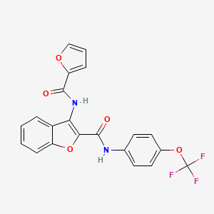 molecular formula C21H13F3N2O5 B2499194 3-(呋喃-2-羧酰胺基)-N-(4-(三氟甲氧基)苯基)苯并呋喃-2-羧酰胺 CAS No. 888461-90-3
