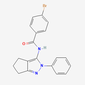 molecular formula C19H16BrN3O B2499195 4-bromo-N-(2-phenyl-2,4,5,6-tetrahydrocyclopenta[c]pyrazol-3-yl)benzamide CAS No. 1043103-35-0