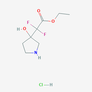 molecular formula C8H14ClF2NO3 B2499199 Ethyl 2,2-difluoro-2-(3-hydroxypyrrolidin-3-yl)acetate hydrochloride CAS No. 2193061-25-3
