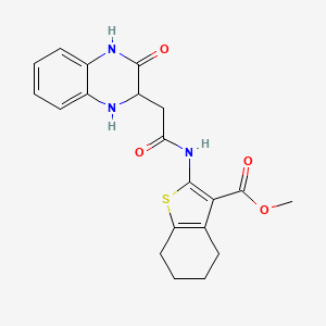 molecular formula C20H21N3O4S B2499205 甲基 2-(2-(3-氧代-1,2,3,4-四氢喹喔啉-2-基)乙酰氨基)-4,5,6,7-四氢苯并[b]噻吩-3-羧酸乙酯 CAS No. 473804-24-9