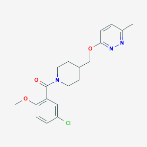 molecular formula C19H22ClN3O3 B2499212 (5-Chloro-2-methoxyphenyl)-[4-[(6-methylpyridazin-3-yl)oxymethyl]piperidin-1-yl]methanone CAS No. 2320885-66-1
