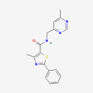 molecular formula C17H16N4OS B2499213 4-methyl-N-((6-methylpyrimidin-4-yl)methyl)-2-phenylthiazole-5-carboxamide CAS No. 2178772-21-7