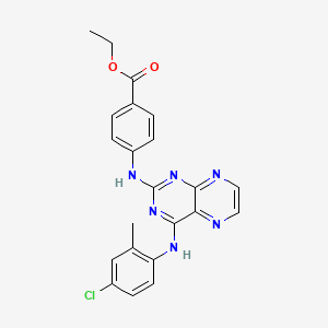 molecular formula C22H19ClN6O2 B2499214 Ethyl 4-({4-[(4-chloro-2-methylphenyl)amino]pteridin-2-yl}amino)benzoate CAS No. 946349-85-5