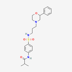 molecular formula C23H31N3O4S B2499215 N-(4-(N-(3-(2-phenylmorpholino)propyl)sulfamoyl)phenyl)isobutyramide CAS No. 953919-81-8