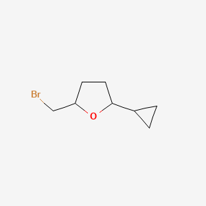 molecular formula C8H13BrO B2499216 2-(bromomethyl)-5-cyclopropyloxolane, Mixture of diastereomers CAS No. 1866103-72-1