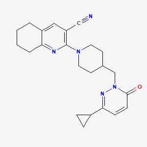 2-{4-[(3-Cyclopropyl-6-oxo-1,6-dihydropyridazin-1-yl)methyl]piperidin-1-yl}-5,6,7,8-tetrahydroquinoline-3-carbonitrile