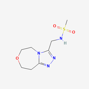 molecular formula C8H14N4O3S B2499224 N-((5,6,8,9-Tetrahydro-[1,2,4]triazolo[4,3-d][1,4]oxazepin-3-yl)methyl)methanesulfonamide CAS No. 2228693-03-4